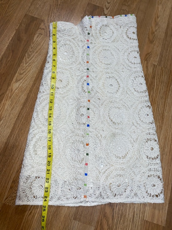 Zara Cream Crochet Mini Dress with Colorful Side Trim - Picture 6 of 9